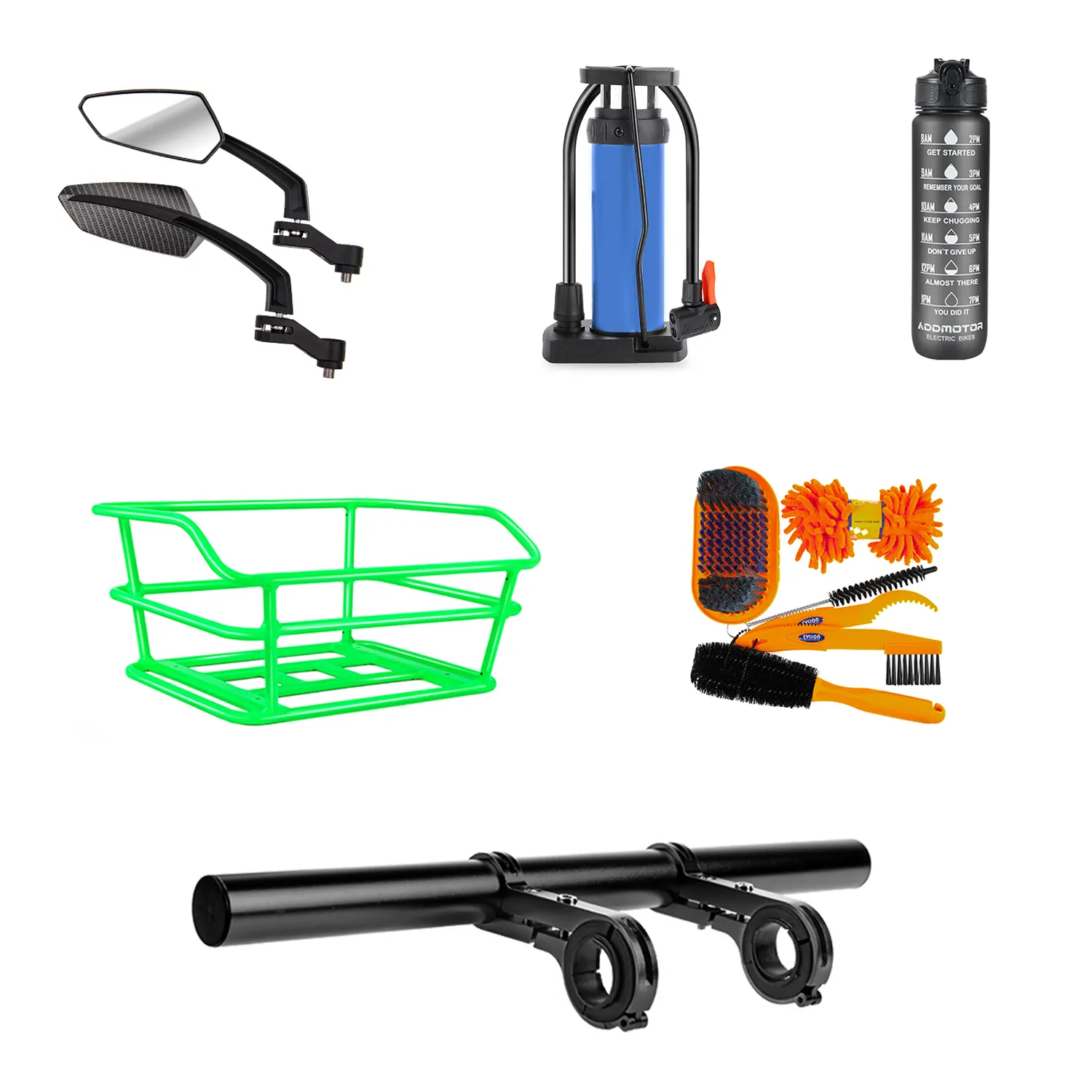 Arisetan Mini Pack (Mirrors, Rear Rack, Cleaning Tools, Bike Pump, Water Bottle, Bracket Holder Extender, Storage Bag)